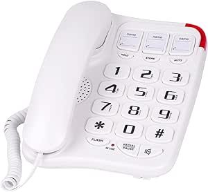 Large Button Phone for Seniors, Loud Ringer, One-Touch Dialing. Amplified Corded Phone with Speakerphone for Elderly Home Landline Phones, No Need to use Batteries.