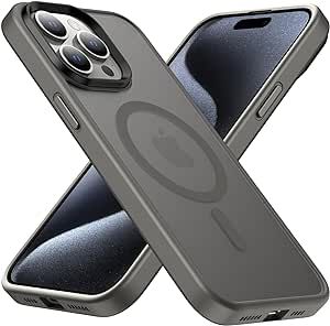 ikimi Magnetic for iPhone 15 Pro Max Case,Compatible with MagSafe,[Military-Grade Drop Protection] Shockproof Matte Case for iPhone 15 Pro Max 6.7" (Titanium Gray)