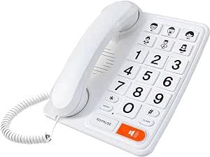 Big Buttons Phone for SeniorsCorded Telephone forElderly,One-Touch Dialling Landline Telephone,Home Phonefor The Elderly,Speakerphone for LivingAlone,Hearinglmpaired,House Phones,6 Pictured(White)
